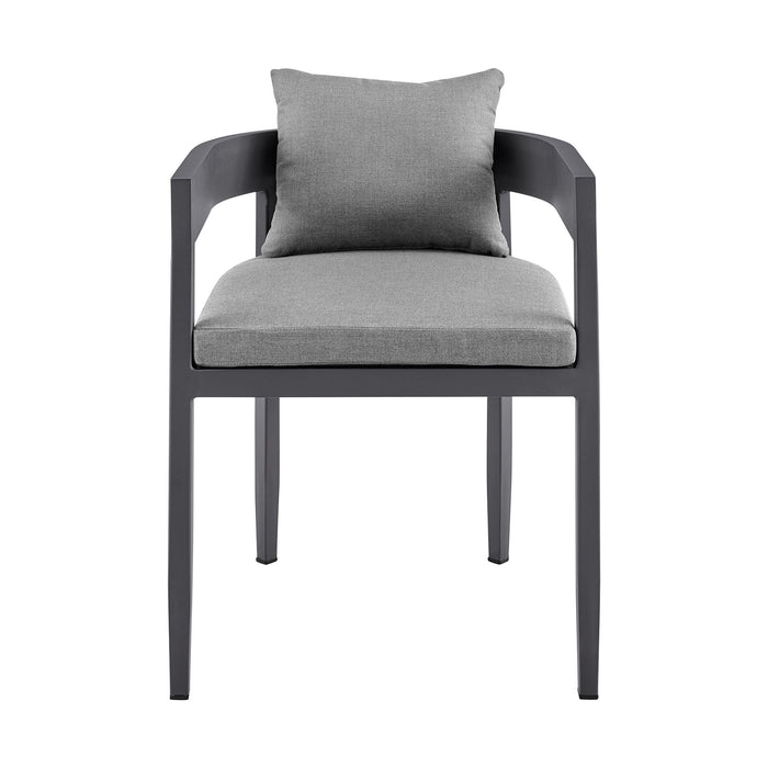 Menorca - Outdoor Patio Dining Chairs In Aluminum With Gray Cushions - (Set Of 2) - Simple Home Plus