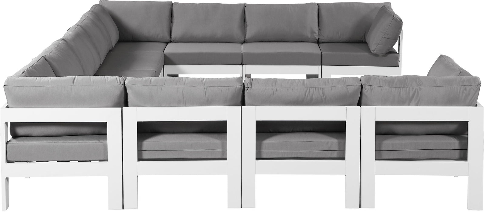 Nizuc - Outdoor Patio 11 Piece Modular Sectional With White Frame - Simple Home Plus
