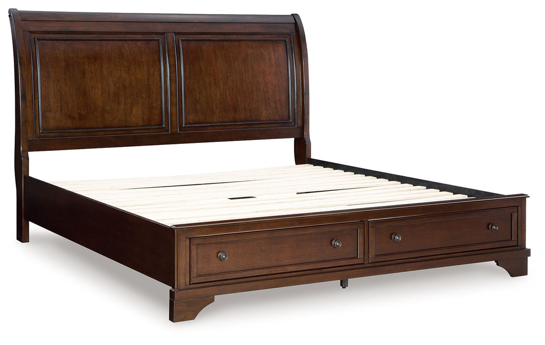 Trellington - Brown - King Sleigh Storage Bed - Simple Home Plus
