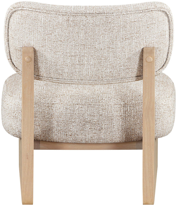 Vetra - Linen Textured Fabric Upholstered Accent Chair With Natural Base - Simple Home Plus