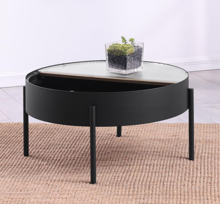 Ozella - Round Table With Hidden Storage Sandy - Simple Home Plus