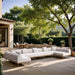 Laguna - 7 Piece Resilient Water Resistant Fabric 142" Upholstered Outdoor Patio Modular Sectional - Simple Home Plus