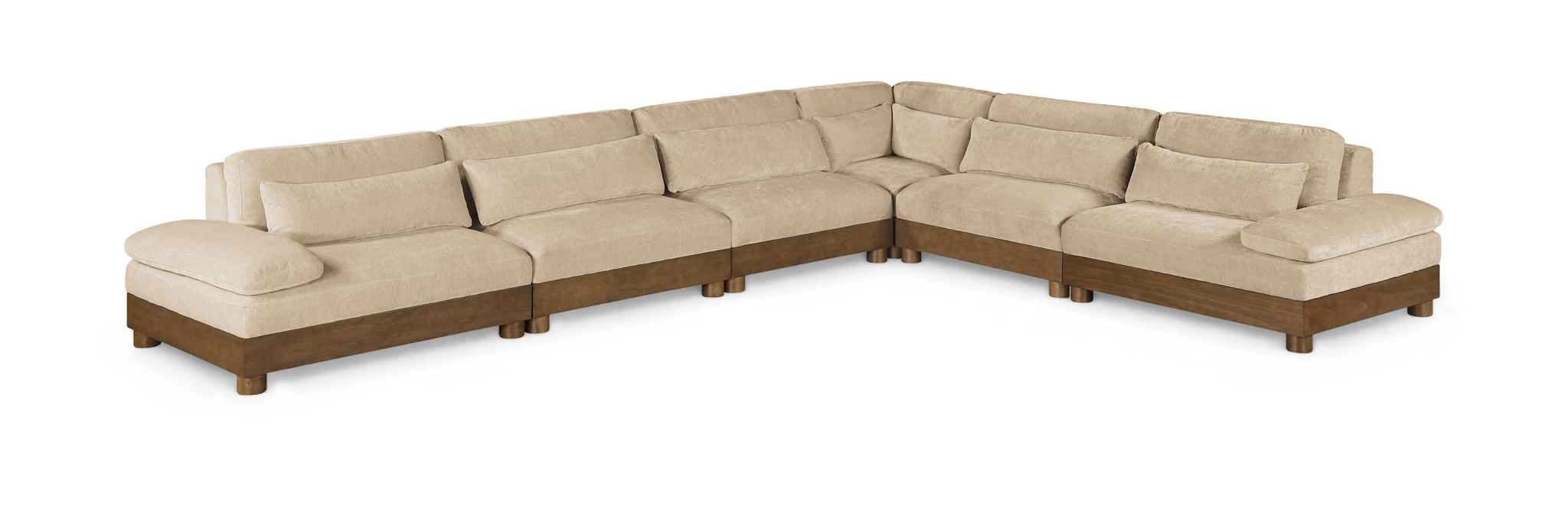 Turin - Chenille Fabric Upholstered Modular Sectional - Beige - Simple Home Plus