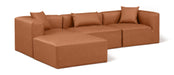 Cube - 4 Piece Modular Sectional With Chaise - Cognac - Simple Home Plus