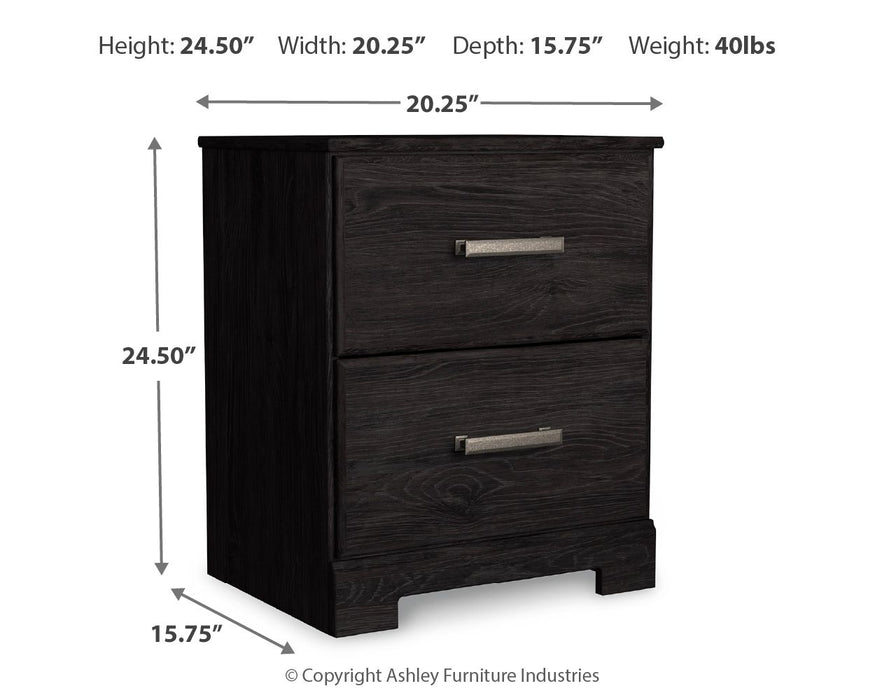 Belachime - Charcoal - Two Drawer Night Stand - Simple Home Plus