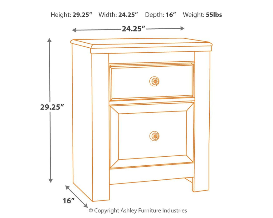 Paxberry - Whitewash - Two Drawer Night Stand - Simple Home Plus