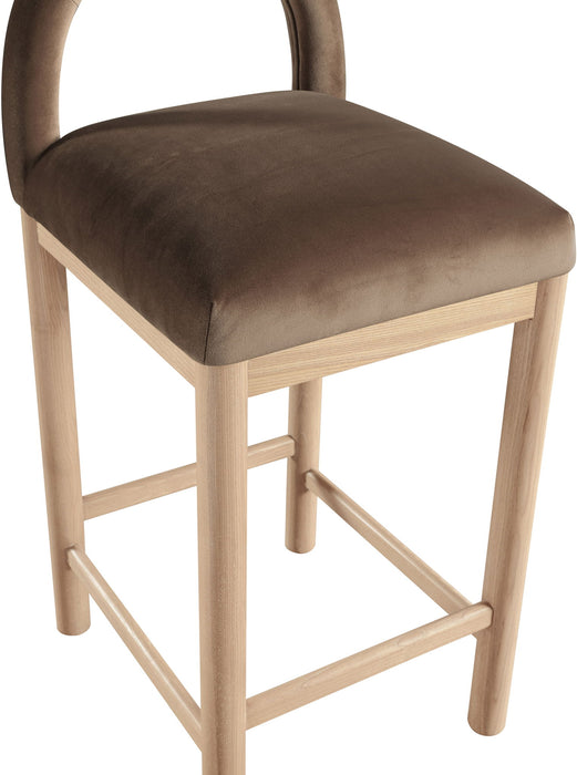Conrad - Velvet Counter Stool With Natural Legs