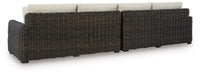Kimora - Raf/Laf Loveseat With Cushion (Set of 2) - Beige / Dark Brown - Simple Home Plus