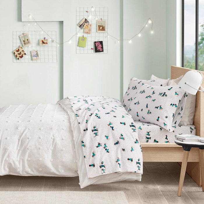 Cozy Soft - Queen Novelty Print Sheet Set - Teal Dogs