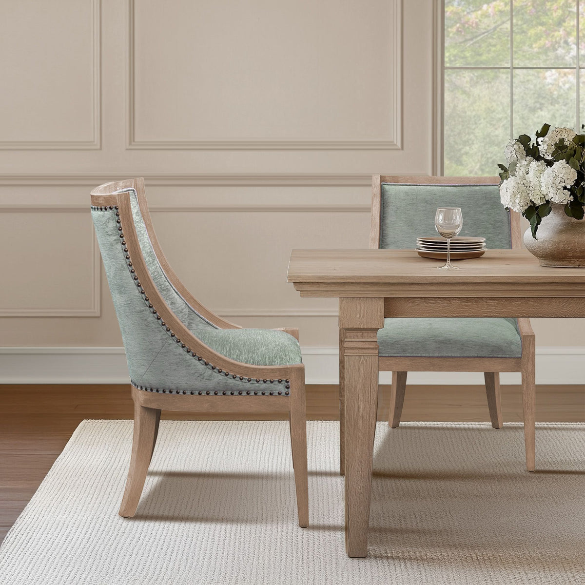 Elmcrest - Upholstered Dining Chair With Nailhead Trim - Soft Green ...