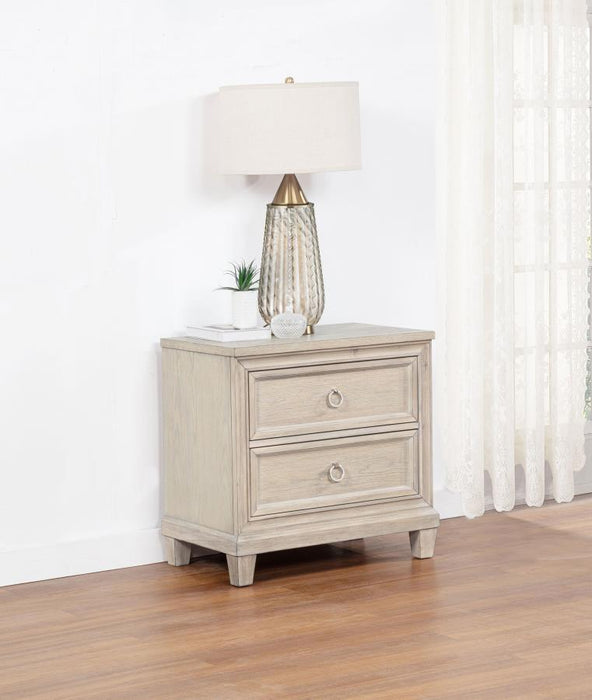 Pembroke - 2-Drawer Nightstand Bedside Table - Washed Oak - Simple Home Plus