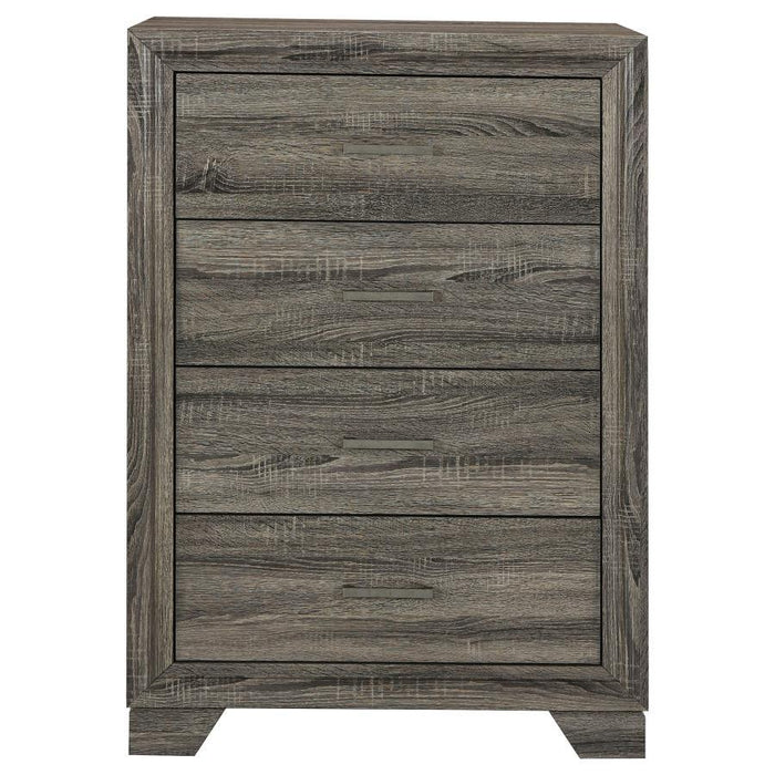 Wright - 4-Drawer Chest Of Drawers - Brown Oak - Simple Home Plus