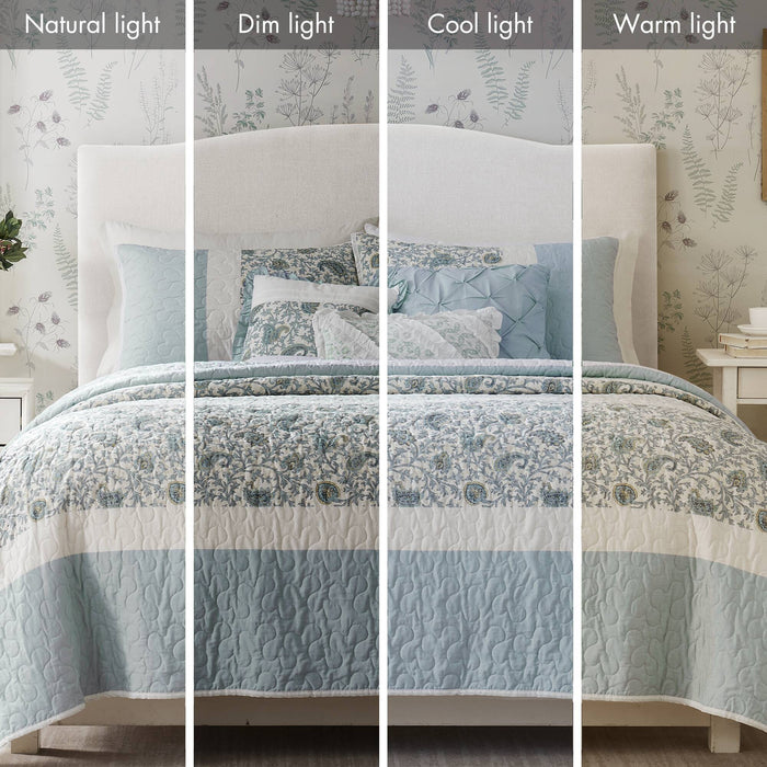 Dawn - King 6 Piece Reversible Coverlet Set - Blue - Simple Home Plus