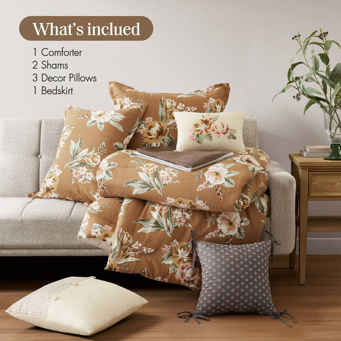 Salara - Queen Comforter Set - Terracotta - Simple Home Plus