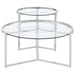 Delia - 2 Piece Round Glass Top Nesting Coffee Table - Simple Home Plus