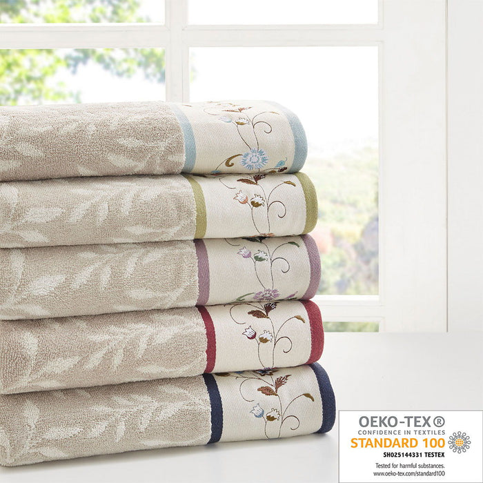 Serene - Jacquard 6 Piece Towel Set - Red - Simple Home Plus