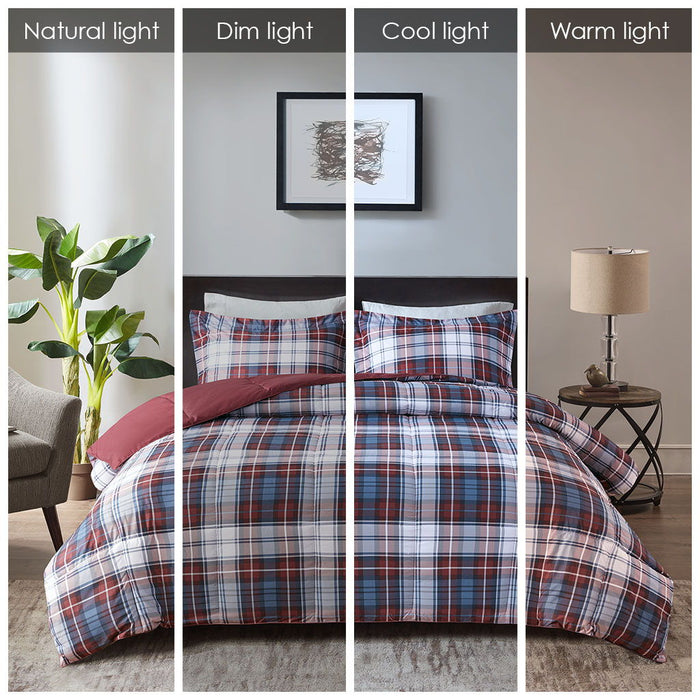 Parkston - King 3M Scotchgard Down Alternative All Season Comforter Set - Red