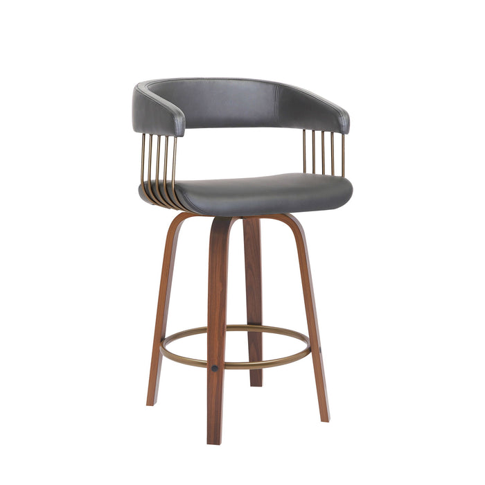 Topanga - Swivel Walnut Wood Stool - Simple Home Plus