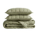 100% Linen - Full/Queen Linen Garment Washed Quilt Set - Olive Green - Simple Home Plus