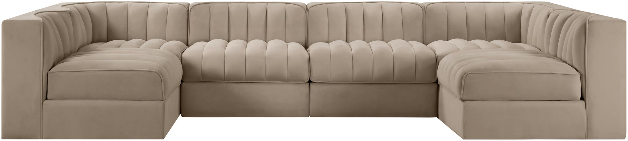 Rummi - Armless Velvet Performance Fabric Upholstered 6 Piece Modular Sectional - Simple Home Plus
