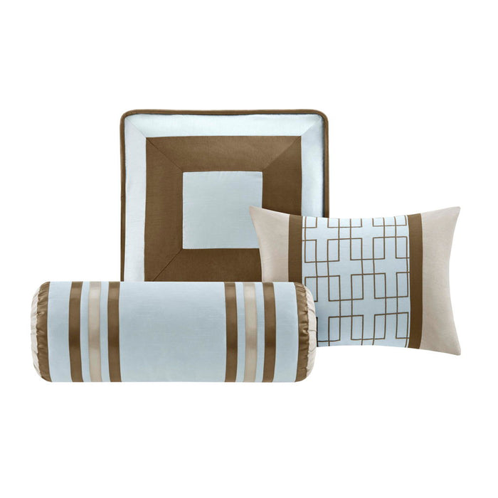 Genevieve - Queen Comforter (Set of 7) - Blue - Simple Home Plus