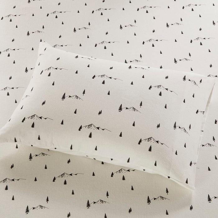 Cotton Flannel - Full Sheet Set - Black Pine Trees - Simple Home Plus