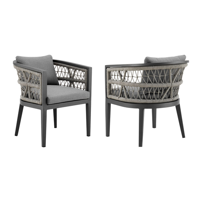 Zella - Outdoor Patio Dining Chair (Set of 2) - Light Gray / Earl Gray - Simple Home Plus