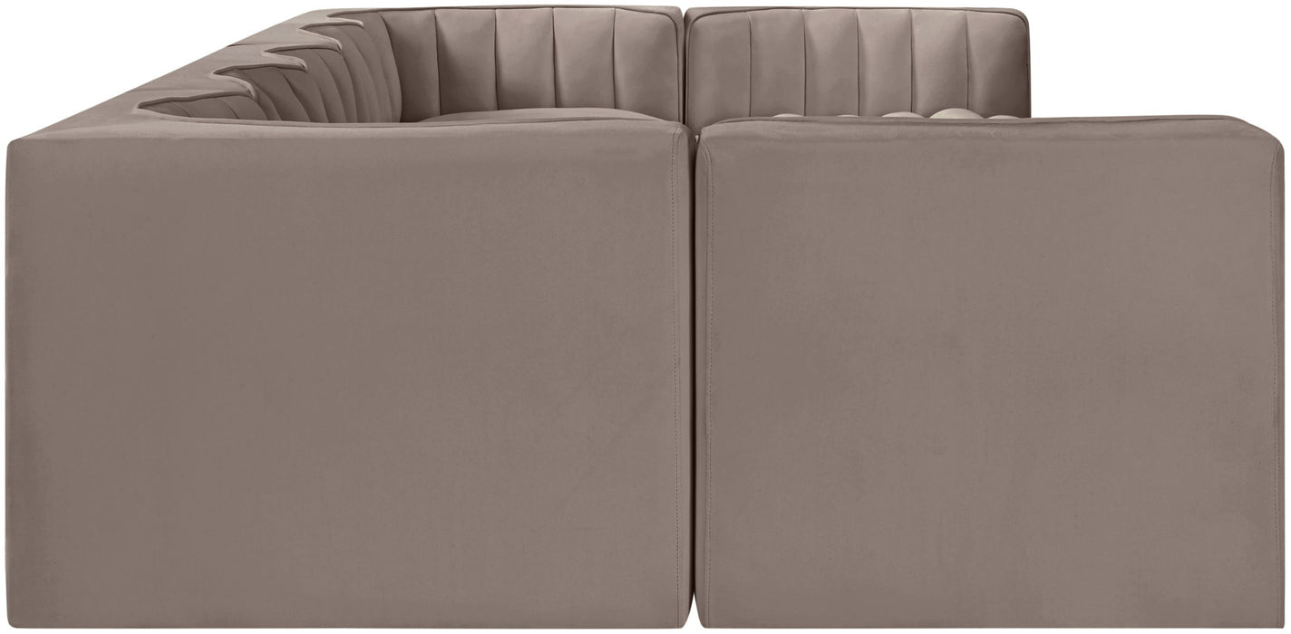 Rummi - Velvet Performance Fabric Upholstered 7 Piece Modular Sectional (With 2 Corner Chairs) - Simple Home Plus