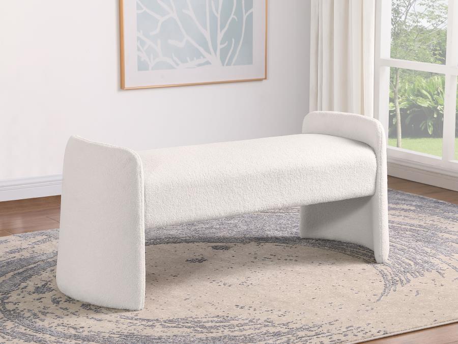 Peoria - Velvet Upholstered Accent Bench - Ivory - Simple Home Plus