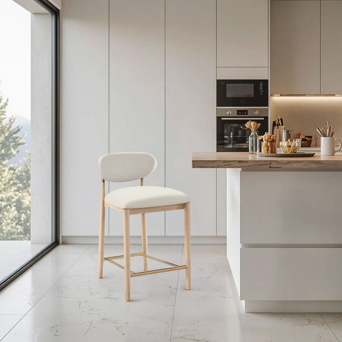 Riccio - Stool - Natural And Gold Frame - Simple Home Plus