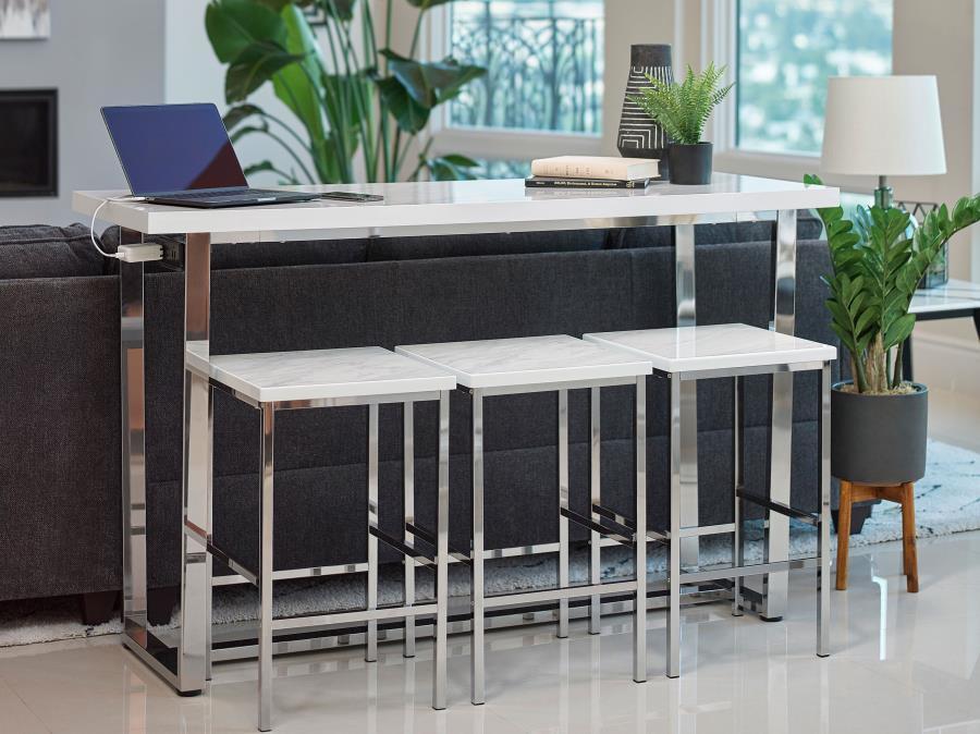 Marmot - 4 Piece Rectangular Counter Height Table Set - Chrome - Simple Home Plus