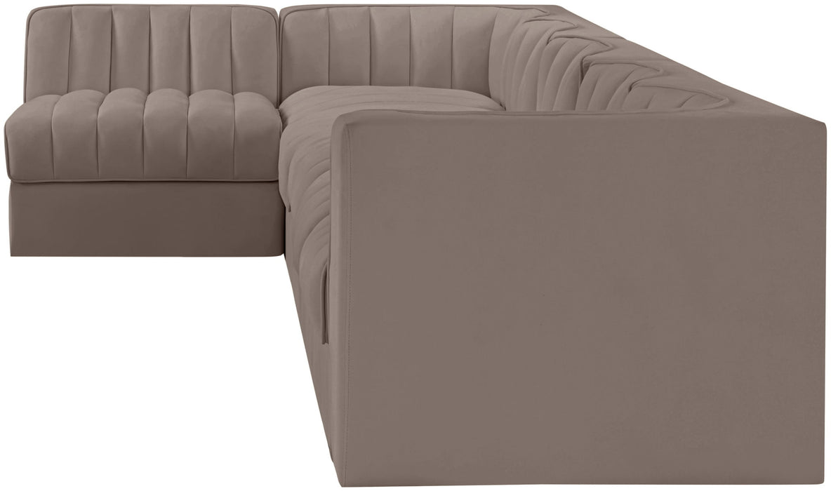 Rummi - Velvet Performance Fabric Upholstered 6 Piece Modular Sectional, L-Shaped (Right) - Simple Home Plus