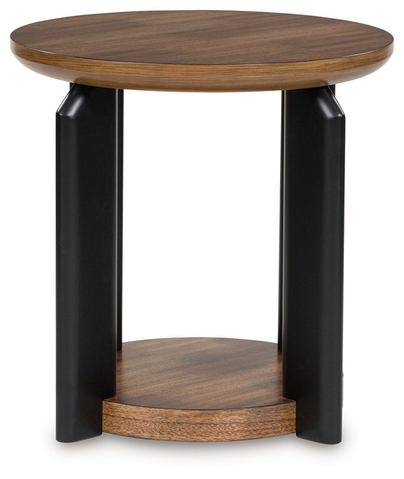 Kraeburn - Brown / Black - Round End Table - Simple Home Plus