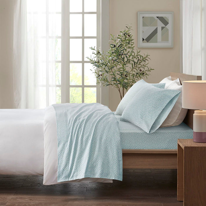 Cozy Flannel - Twin Printed Sheet Set - Aqua Dots
