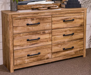 Maystonna - Six Drawer Dresser - Brown - Simple Home Plus