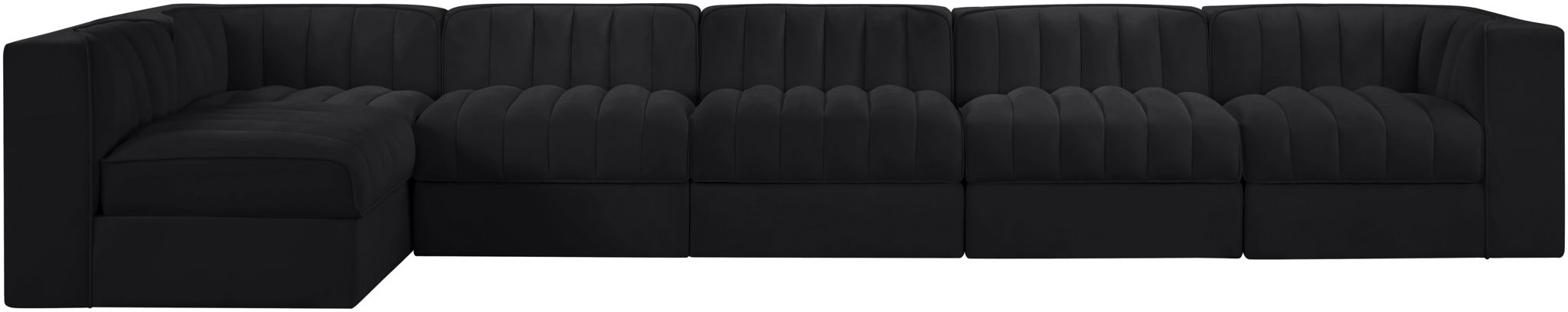 Rummi - Velvet Performance Fabric Upholstered 6 Piece Modular Sectional, L-Shaped (Right) - Simple Home Plus