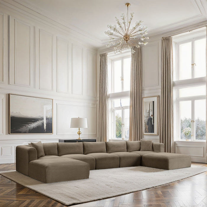 Shaggy - Fabric 7 Piece Modular Sectional With 2 Ottomans - Simple Home Plus