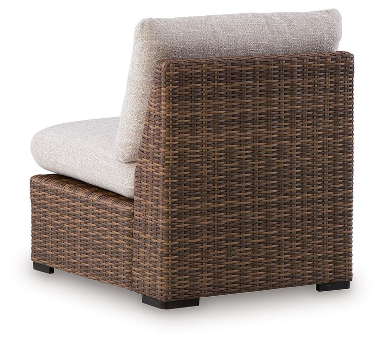 Dolan Creek - Armless Chair With Cushion - Beige / Brown - Simple Home Plus