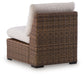 Dolan Creek - Armless Chair With Cushion - Beige / Brown - Simple Home Plus