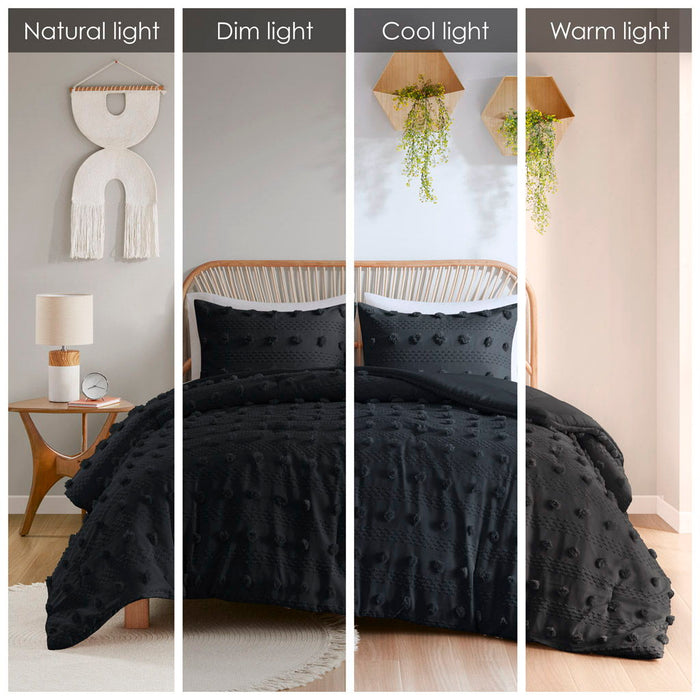 Lucy - Clip Jacquard Comforter Set - Black - Simple Home Plus