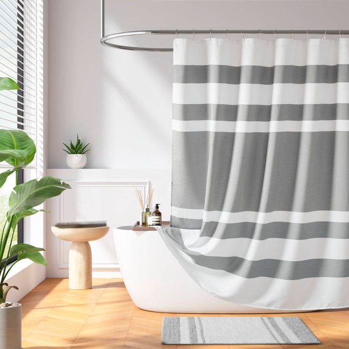 Spa Waffle - Shower Curtain With 3M Treatment - Gray - Simple Home Plus