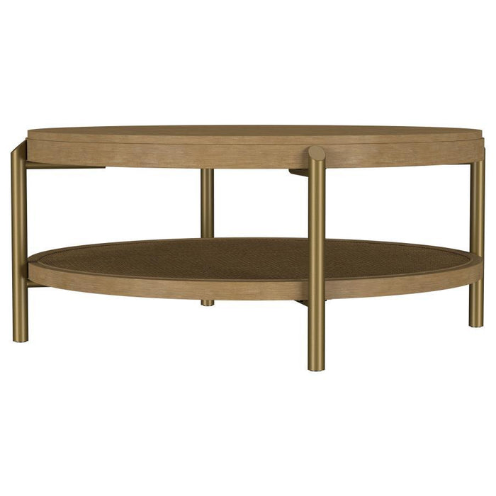Arini - Round Coffee Table With Storage Shelf - Simple Home Plus