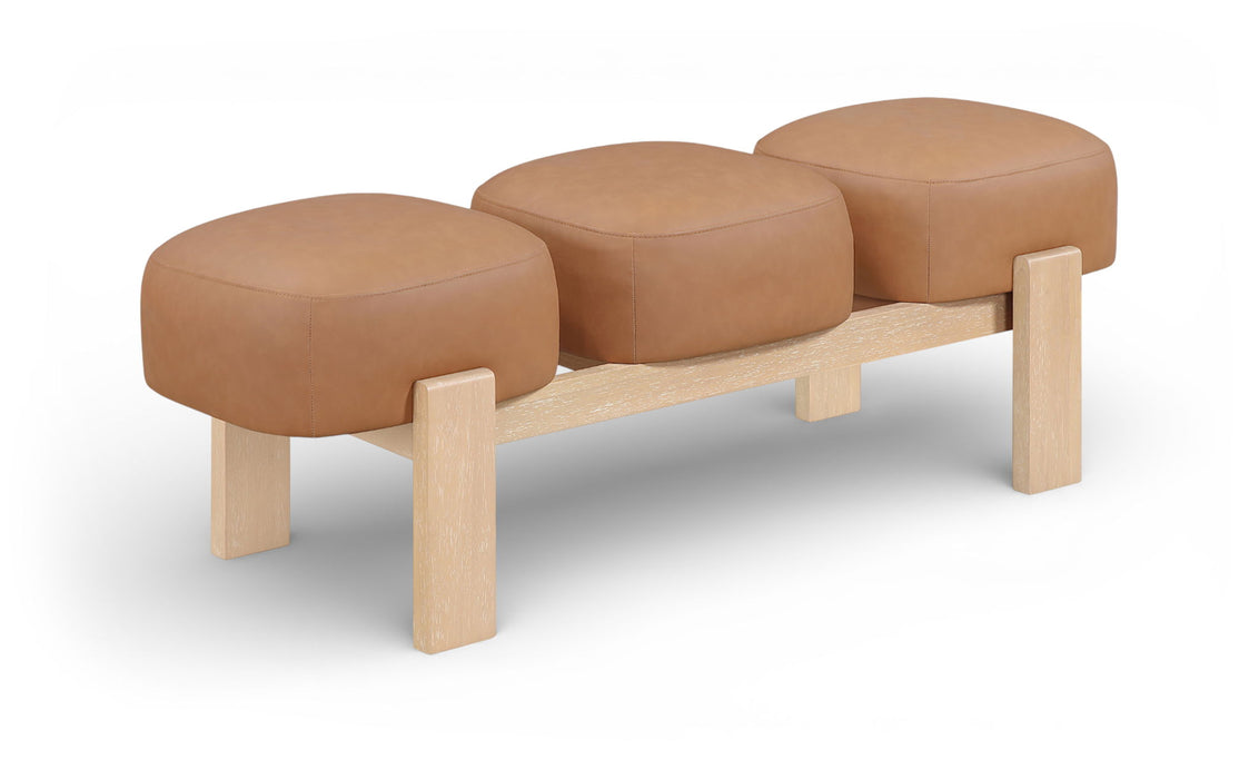 Woodcrest - Vegan Leather Upholstered Bench - Painted Natural Base - Simple Home Plus