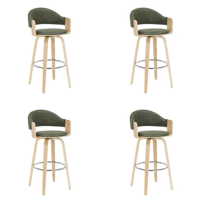 Daxton - Swivel Bar Height Round Back Wood Bar Stool With Faux Leather Seat