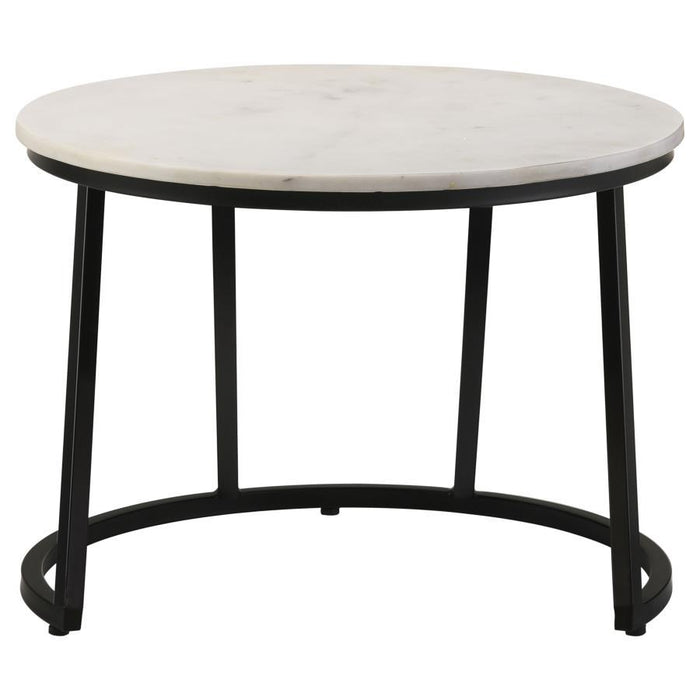 Miguel - Round Marble Top Coffee Table - White And Black - Simple Home Plus