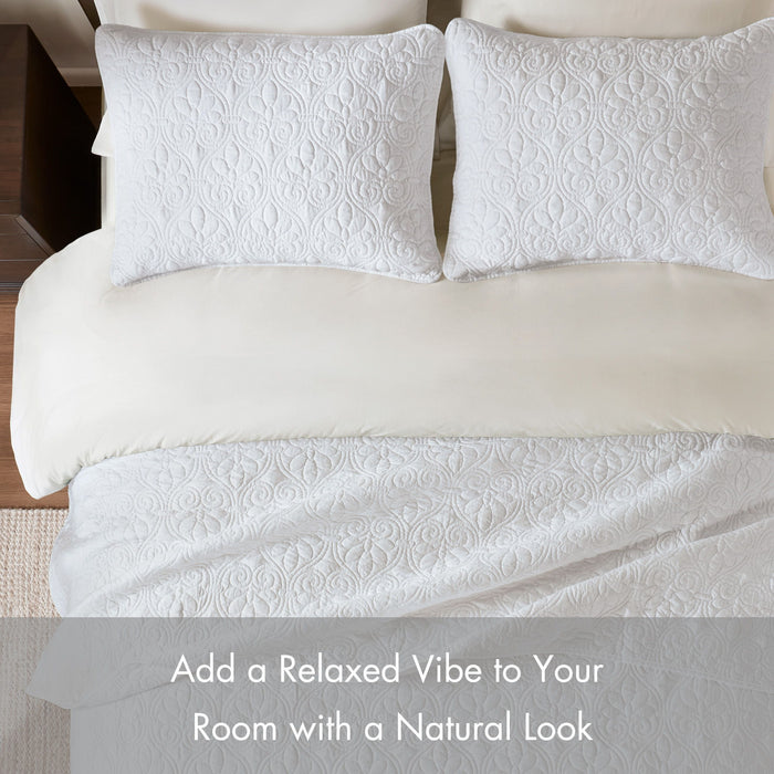 Quebec - Reversible Coverlet Set - White - Simple Home Plus