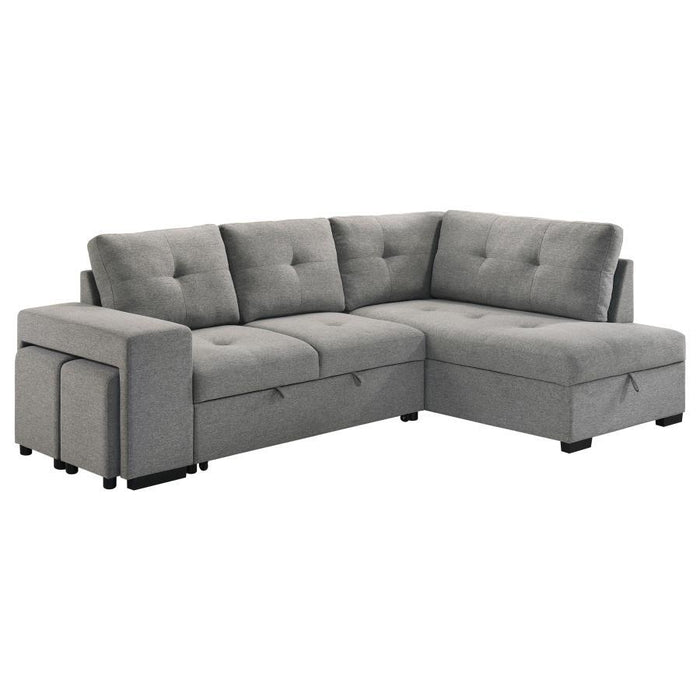 Roanne - Fabric Upholstered Sleeper Sectional Sofa - Gray - Simple Home Plus