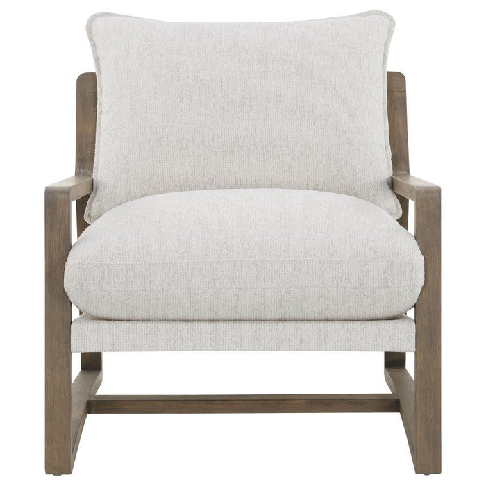Geneva - Boucle Upholstered Wood Arm Accent Chair - Sand - Simple Home Plus