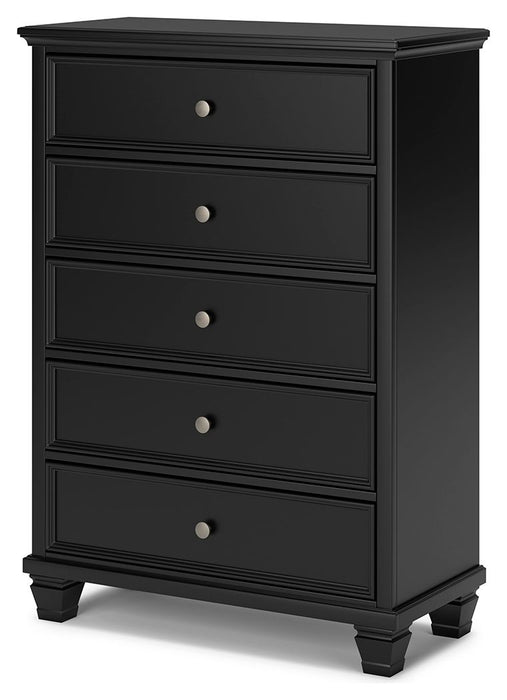 Lanolee - Black - Five Drawer Chest - Simple Home Plus