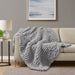 Chunky Knit Throw - Gray - Simple Home Plus